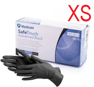 Рукавички нітрилові без пудри Medicom SafeTouch Advanced Black 3.6г. розмір XS 100 шт/уп чорні