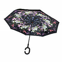 Женский зонт Up-Brella Цветы ручка Hands Free двойное сложение умный зонт ветрозащитный смарт зонт (K-269S)