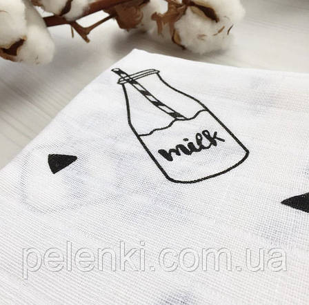 Пелюшка муслінова Milk bottle 🍼 100*80 см, фото 2