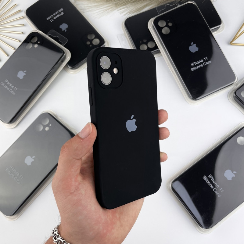 Силіконовий чохол із квадратними бортами на iPhone 11. Case for iPhone 11 Black, Чорний (18) - фото 1 - id-p1616887182