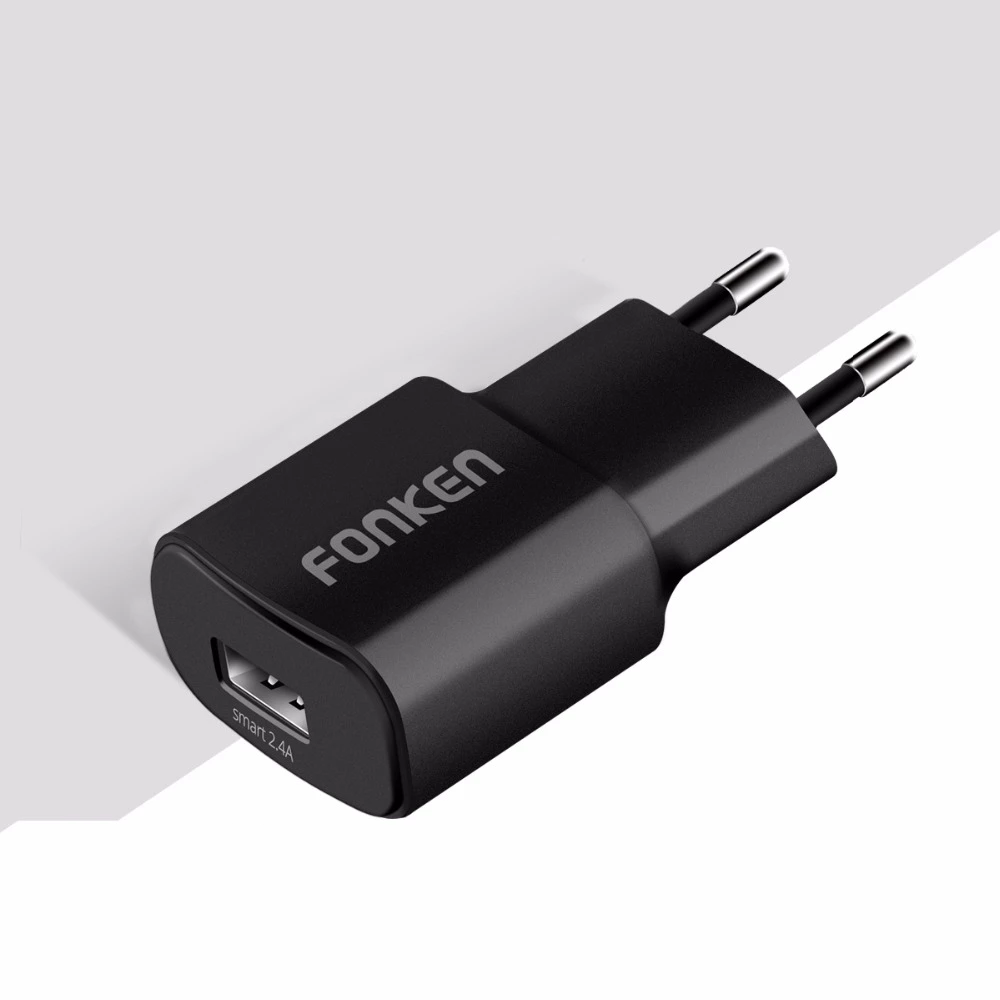 Мережевий зарядний пристрій FONKEN USB 2.4 A 12 Вт Black (TPA-67C)