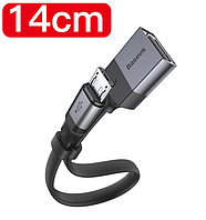 Адаптер-переходник Baseus USB-A to Micro-USB OTG support USB 2.0 с проводом 0.14 м Black (CATJQ-C0G)