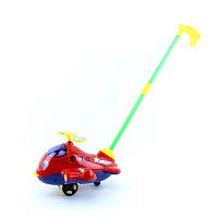 Детская игрушка каталка на палке Вертолет со звуком, подвижные детали