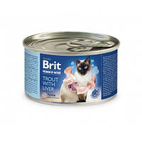 Влажный корм для котов Brit Premium by Nature Cat форель с печенью 200 г
