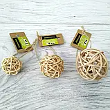 Іграшка для гризунів Кулька з лози пальми ротангової зі дзвінком, d - 4 см, фото 2