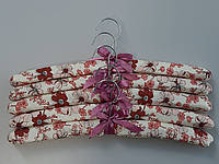 Плечики вешалки тремпеля мягкие тканевые для деликатных вещей цветастые, длина 38 см,в упаковке 5 штук
