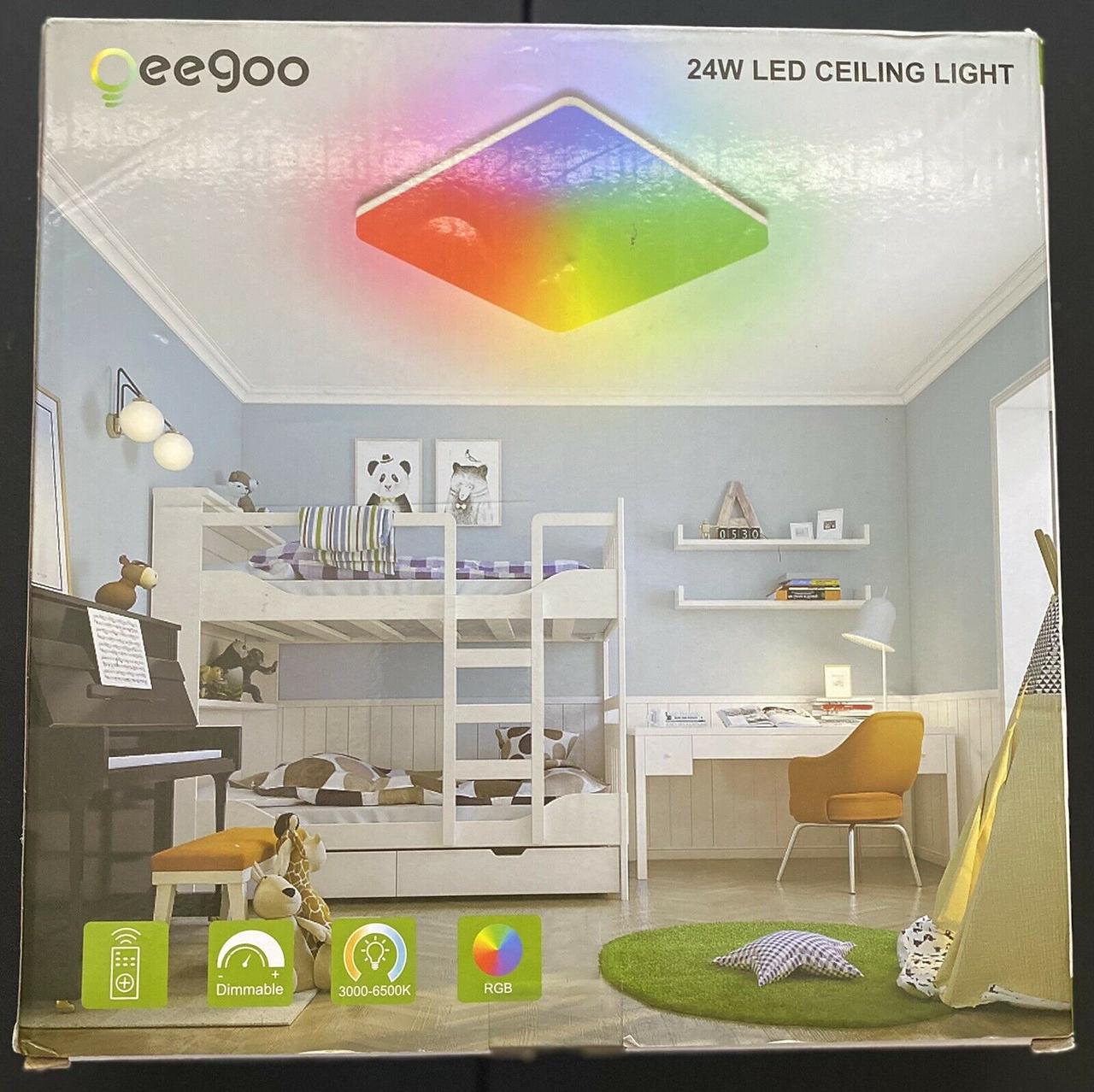 Oeegoo 24 Вт світлодіодний світильник стельовий 2400LM/IP54 Remote RGB Відсутній монтажний кронштейн