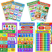 Развивающий детский магнитный набор 10 обучающих плакатов для письма, счета и цветов от Blulu