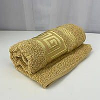 Рушник для обличчя махровий Febo Vip Cotton Grek Туреччина 6386 жовтий 50х90 см 4325462