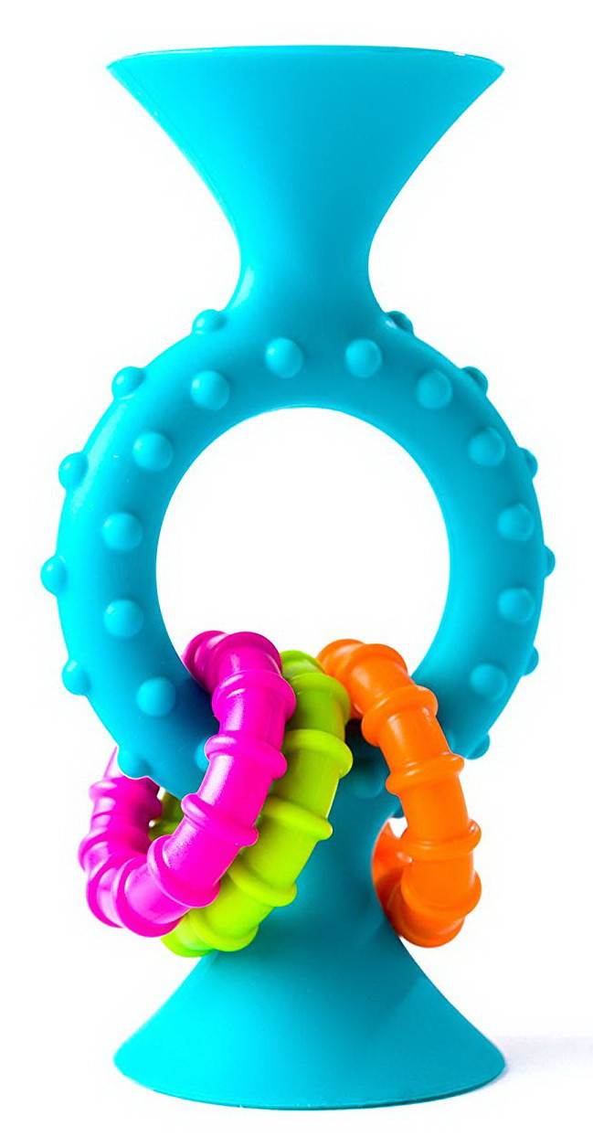 Сенсорне брязкальце на присоску Блакитний прорізувач для зубів від Fat Brain Toys, фото 1