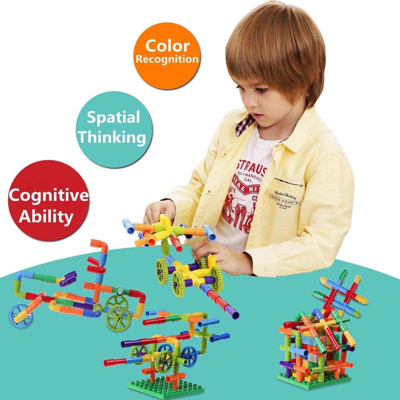 Купить Строительный STEM набор конструктор для детей с трубочками (176 ...