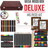 Творчий набір для малювання в дерев'яному боксі (145 предметів) від US Art Supply, фото 8