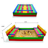Дерев'яна кольорова пісочниця з кришкою, фото 3