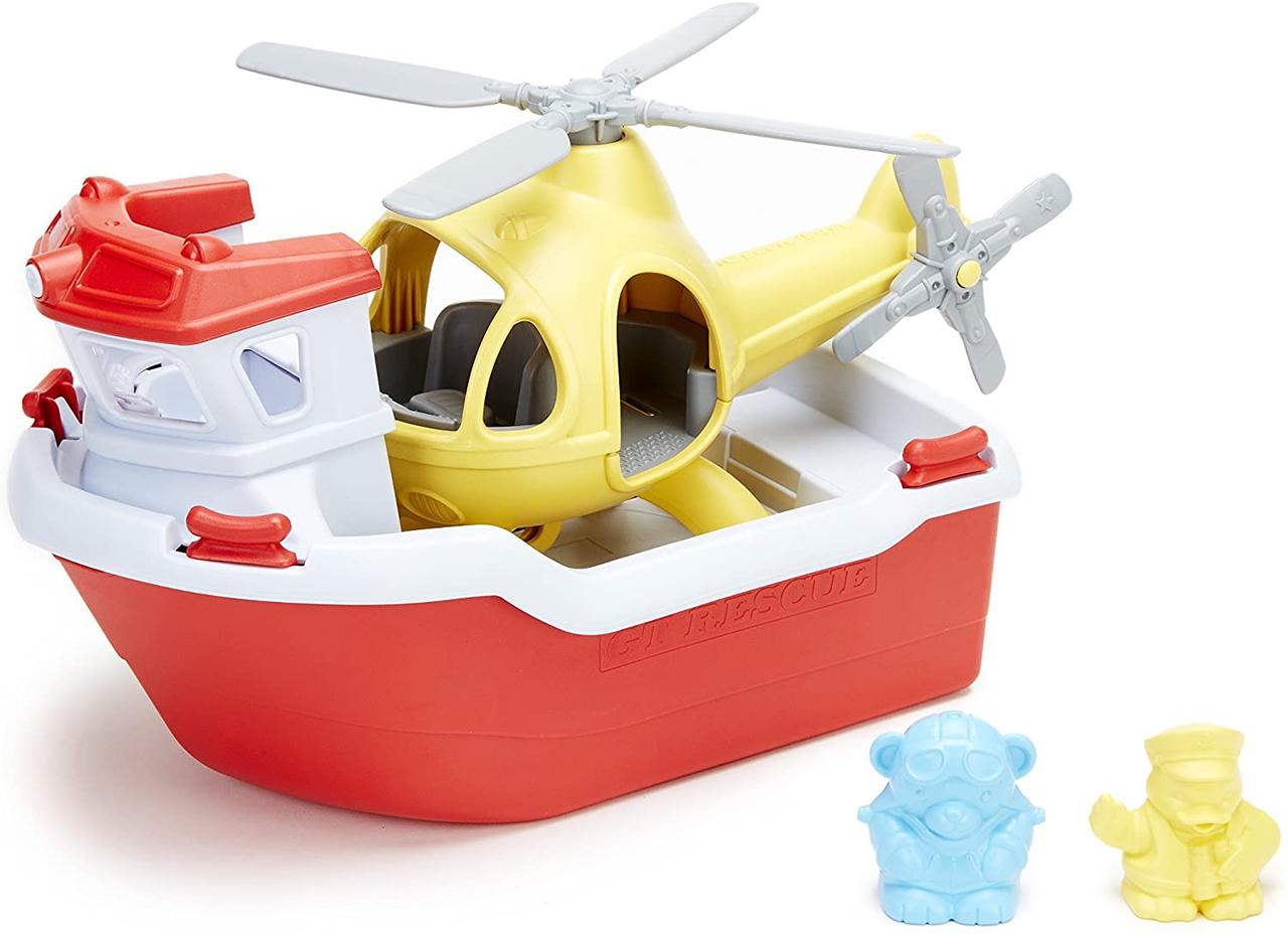 Розвиваючий набір для ванни Човен з вертольотом від Green Toys