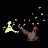 Світиться в темряві наклейка, дівчинка з кульбабою