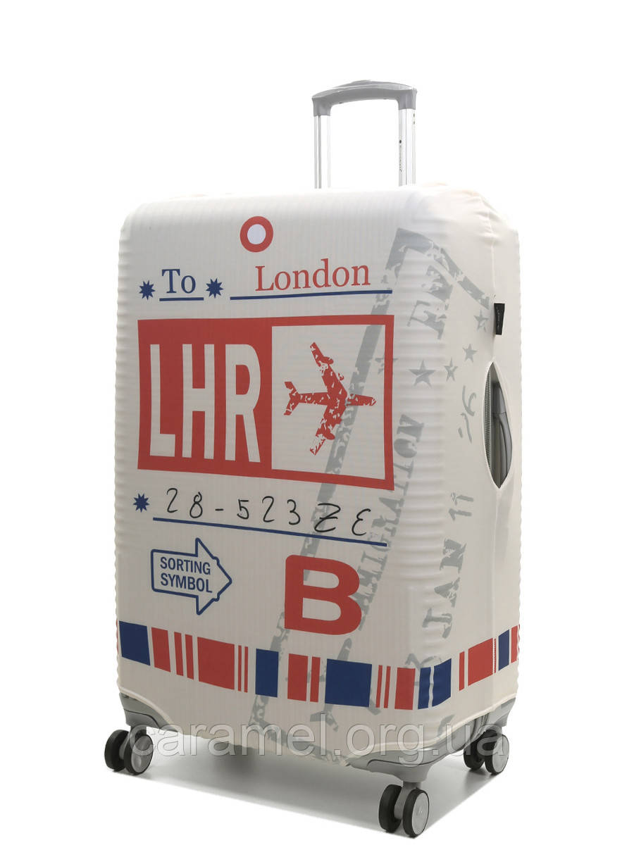 Чохол Франція стрейчевий на велику валізу L Airtex To London LHR бежевий