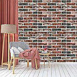 Самоклейна 3D-панель під цеглу клинер зеленувато-коричневий 700x700x5 мм (414), фото 5