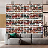 Самоклейна 3D-панель під цеглу клинер зеленувато-коричневий 700x700x5 мм (414), фото 2