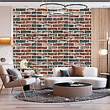 Самоклейна 3D-панель під цеглу клинер зеленувато-коричневий 700x700x5 мм (414), фото 6