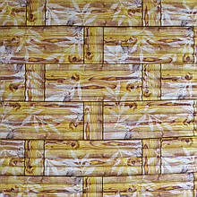 Al Стінова 3D панель м'яка самоклеюча декоративна 3д самоклейка бамбукова кладка жовта 700x700x8.5мм
