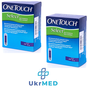 Тест-смужки One Touch Select, для контроля рівня глюкози, lifescan,  100 шт.