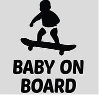 Виниловая наклейка на авто - Baby on Board Surfer размер 20 см