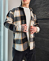 Мужская байковая рубашка с начесом в клетку кашемировая теплая XL (Bon)