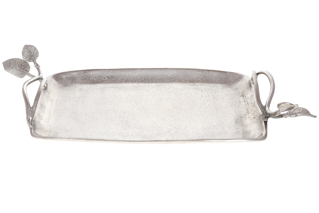 Піднос алюмінієвий з ручками 60см, колір - срібний, фото 1