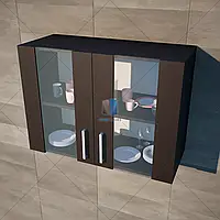 Верхний модуль для кухни, кухонный модуль Шкаф навесной 800мм (витрина) Opendoors Венге Темный