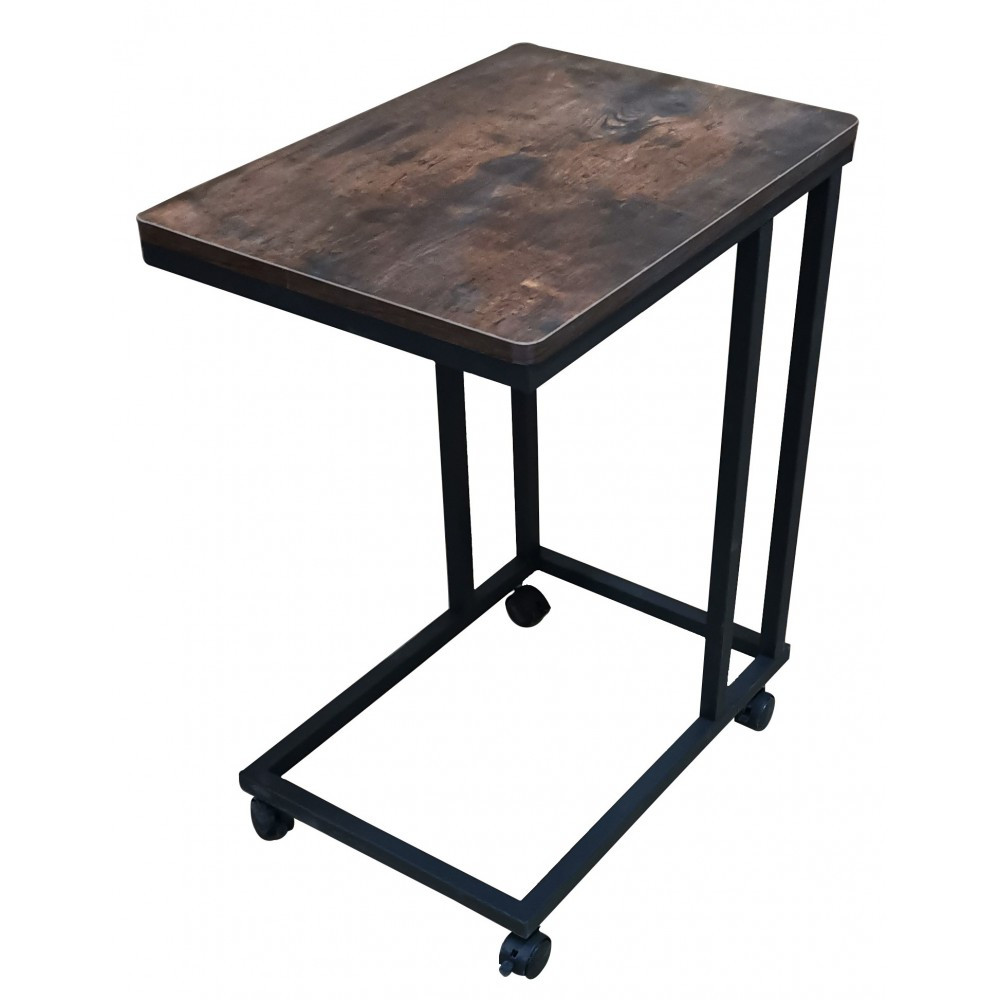 Журнальний столик кавовий лофт на колесах Bonro 1045 стильний столик із ДСП ніжки метал чорний + старий дуб