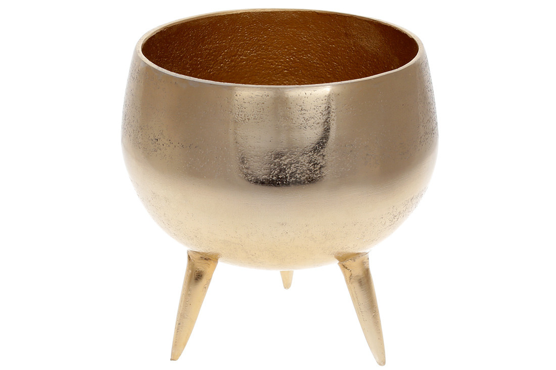 Декоративне алюмінієве кашпо\чаша 20.5см, колір - золотий, фото 1