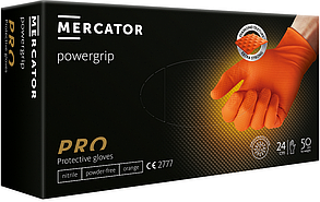 Нітрилові рукавички Супер міцні  M (7-8) Помаранчеві Powergrip Mercator Medical (50шт/25пар)