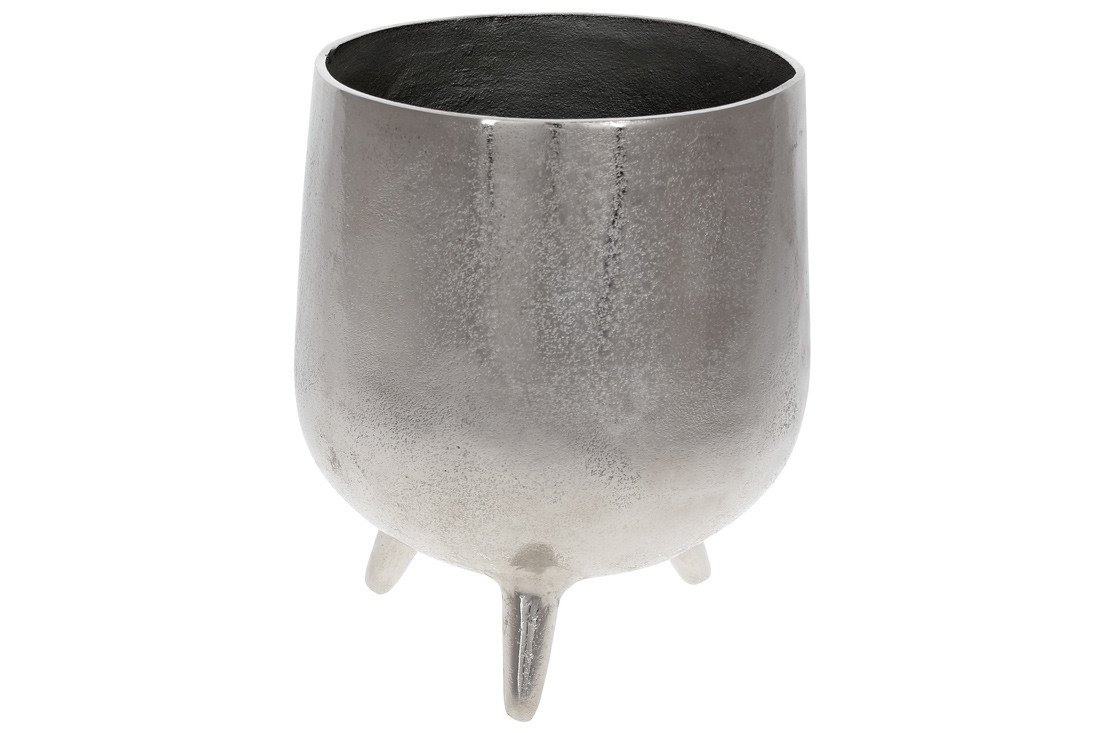 Декоративне алюмінієве кашпо\ваза 25см, колір - срібний, фото 1