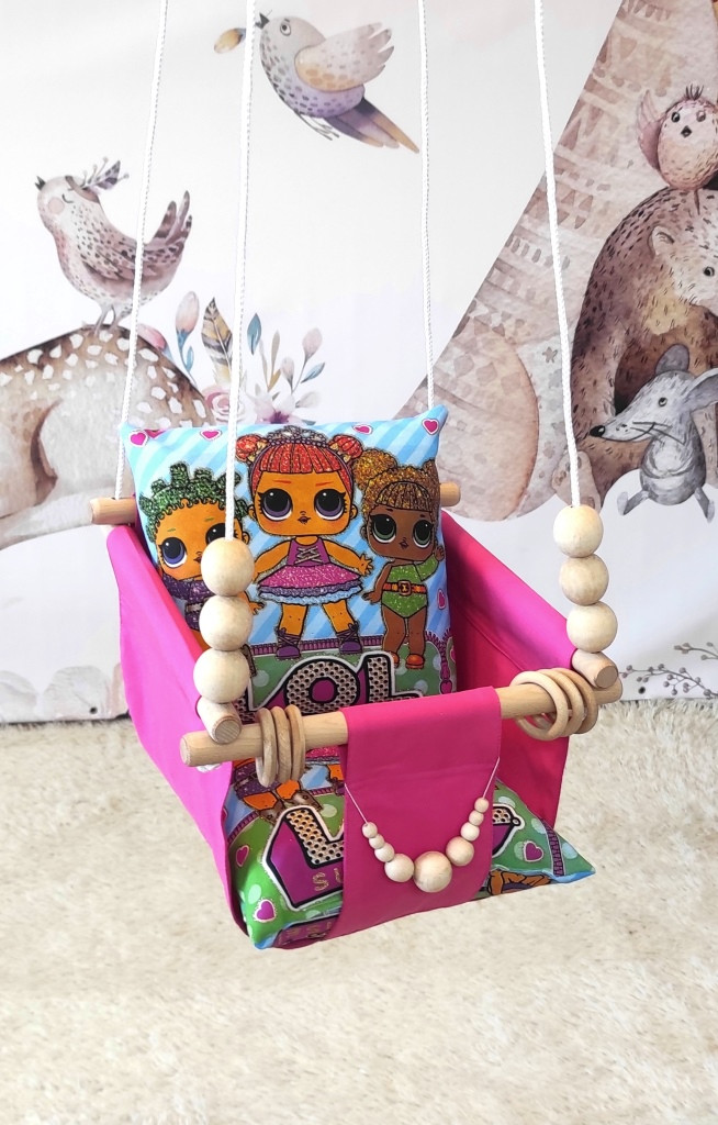Підвісна гойдалка LOL surprise на рожевому, гойдалка для дітей, фото 1