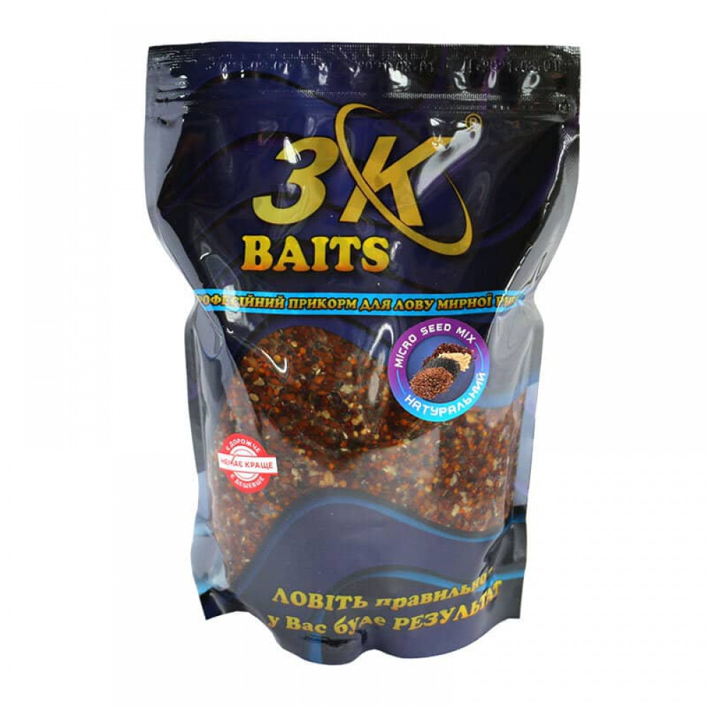 Прикормка 3k Baits Зерновий мікс Micro Seed Mix Натуральний 1кг