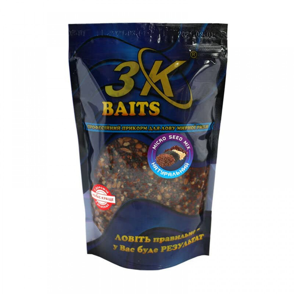 Прикормка 3k Baits Зерновий мікс Micro Seed Mix Натуральний 500г