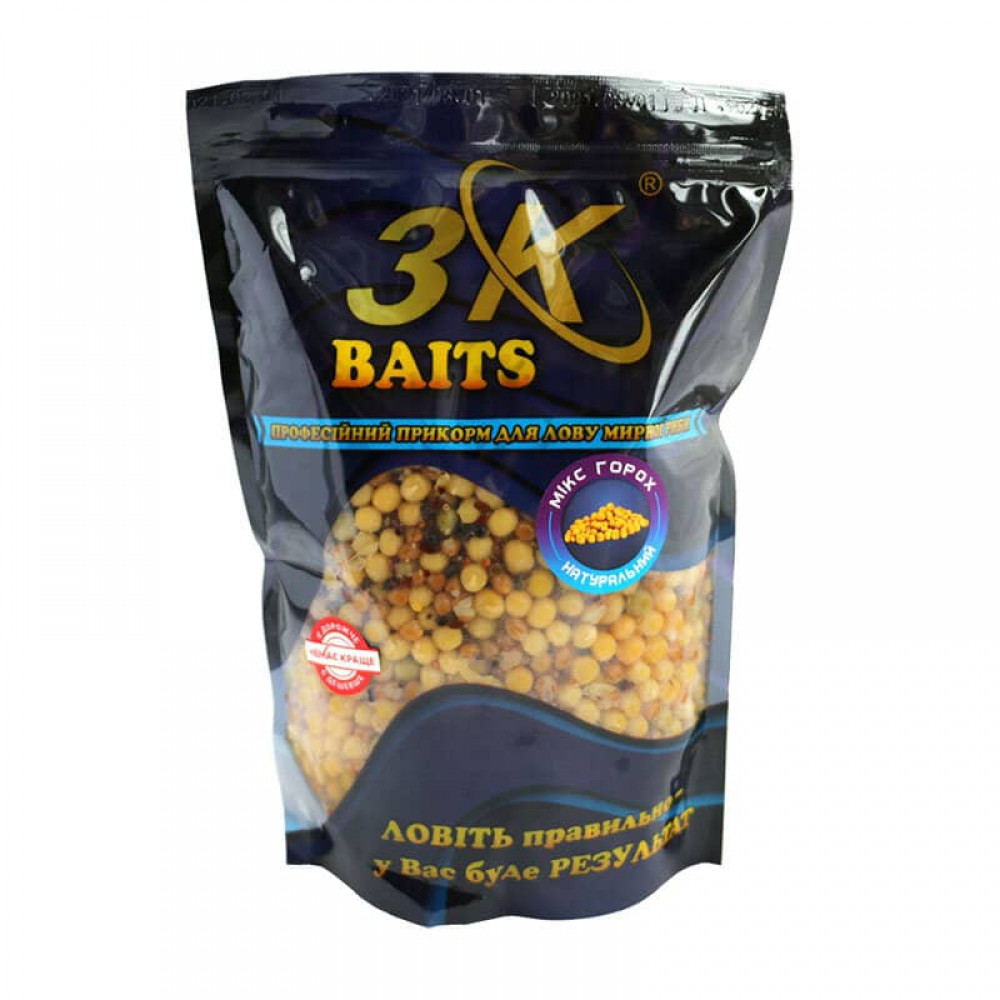 Прикормка 3k Baits Зерновий мікс Горох Натуральний 1кг