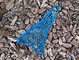 Сумка ручної роботи авоська на плече синя з капронової нитки, фото 4