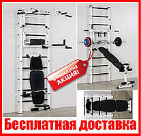 Шведська стінка Atlant Pro White, професійний тренажер для дорослих до 150 кг, виготовлена з труби 50х50