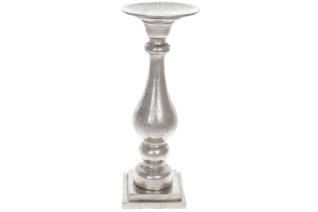 Свічник алюмінієвий 37см, колір - срібний, фото 1
