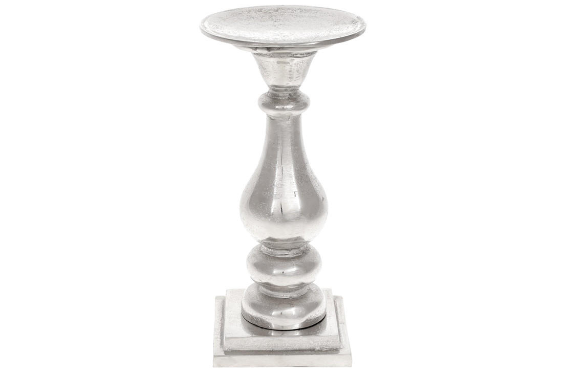 Свічник алюмінієвий 30см, колір - срібний, фото 1