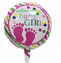 Фольгована кулька коло Welcome Baby Girl 18" Китай