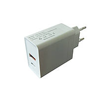 Зарядное устройство для телефона 220V USB/TYPE-C Белый адаптер для зарядки, блок питания для телефона (NT)