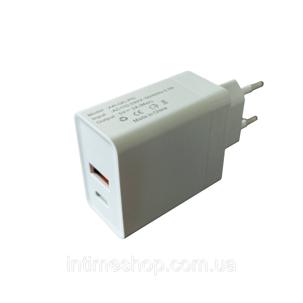 Зарядное Устройство для Телефона 220V USB/TYPE-C Белый Адаптер для ...