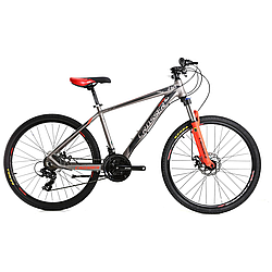 Велосипед Crosser Solo 26" (рама 17, 21S) Hidraulic Shimano сіро-червоний
