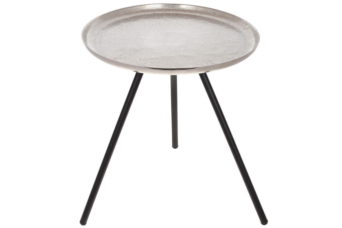 Стіл алюмінієвий на трьох ніжках 45см, колір - чорно-сірий, фото 1