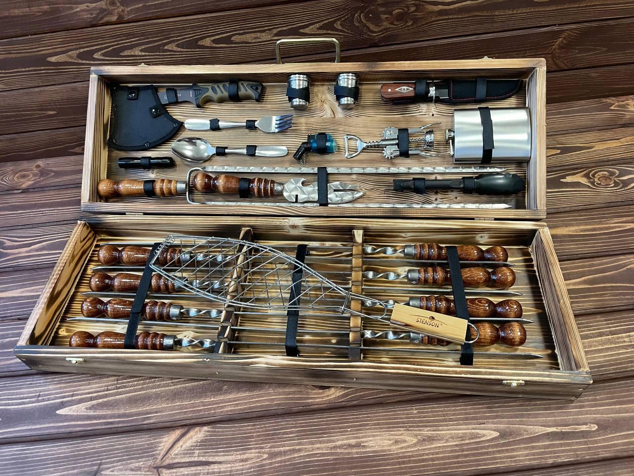 Набір шампурів у кейсі Fisher No5 . Шашличний набір. Подарунок братові