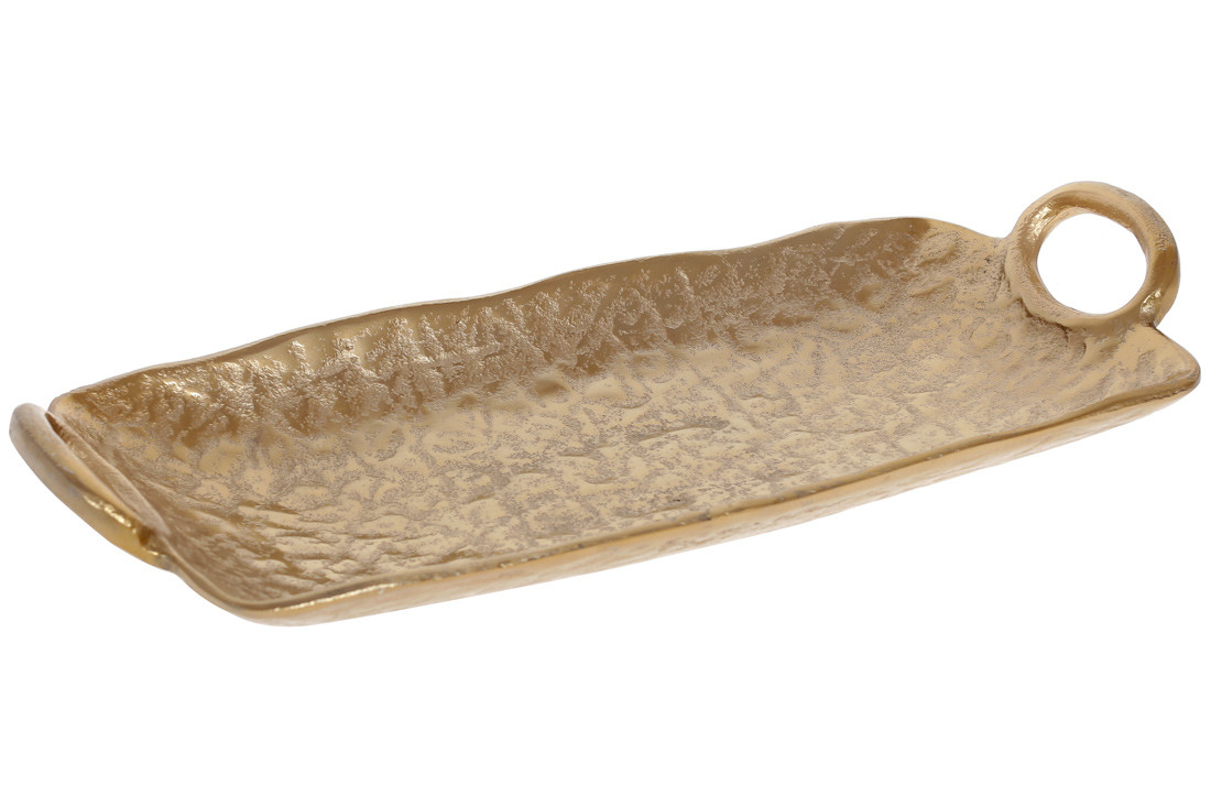 Блюдо алюмінієве з ручками 43см, колір - золотий, фото 1