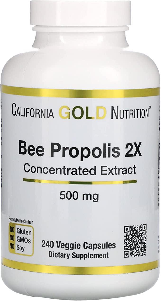 Бджолиний прополіс 2X концентрований екстракт California Gold Nutrition, 500 мг 240 капсул