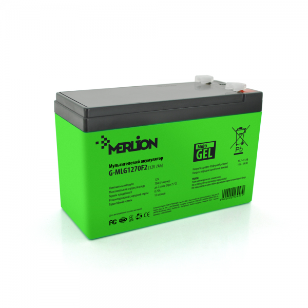 Акумуляторна батарея MERLION G-MLG1270F2 12 V 7,0 Ah (150 x 65 x 95 (100)) Green Q5